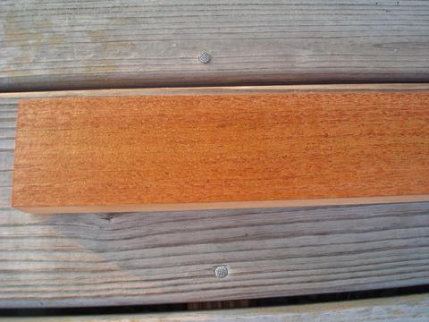 Jointed, ripped on the table saw to 2 1/2" wide, and with the first coat of thinned spar varnish applied.
