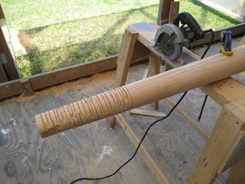 Then, I used a small trim saw to cut a bunch of kerfs. I used a draw knife to remove the kerfs.